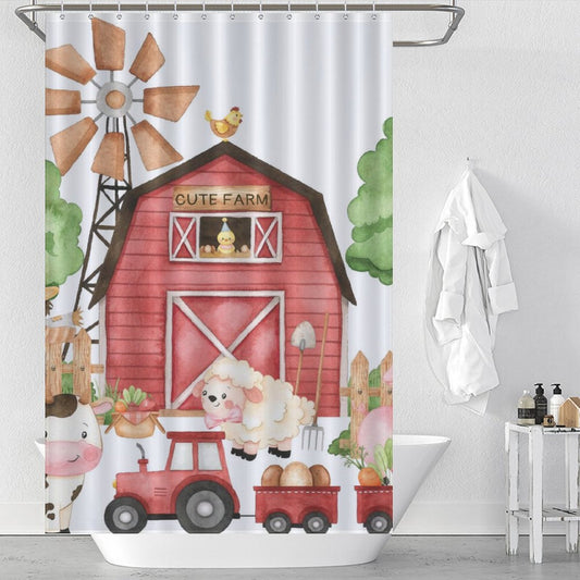 Cute Cartoon Farm Animals Shower Curtain