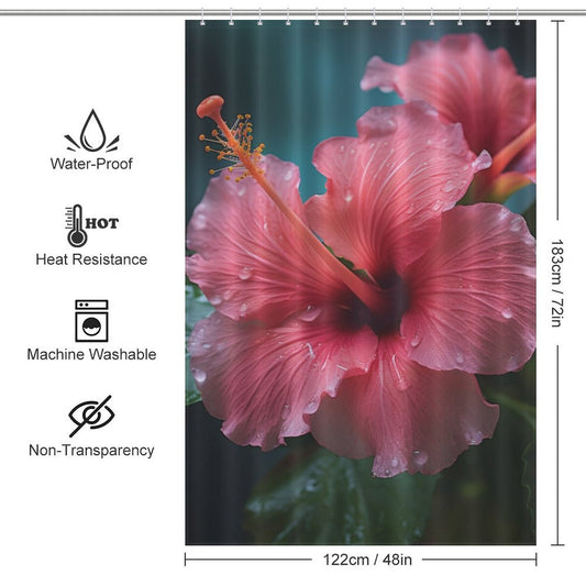 3D VibrantPetals Hibiscus Shower Curtain