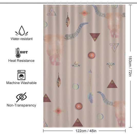 Abstract Bull Skull Aztec Shower Curtain