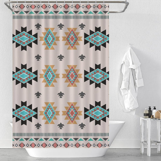 Abstract Geometric Aztec Shower Curtain