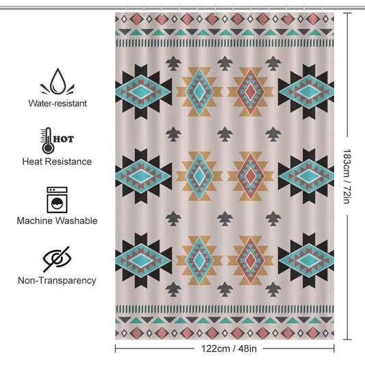 Abstract Geometric Aztec Shower Curtain