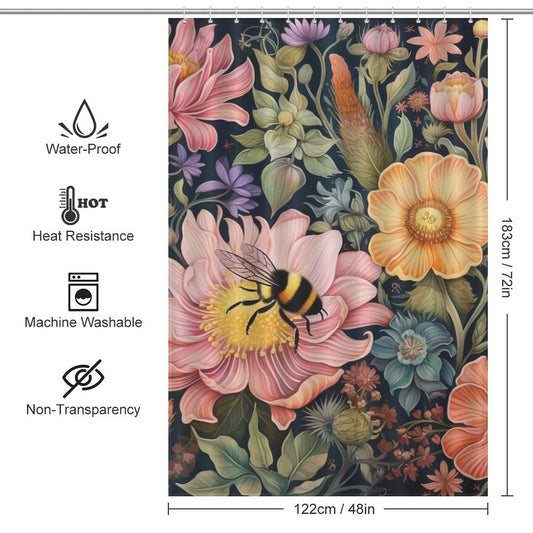 Adorable Bumble Bee Shower Curtain