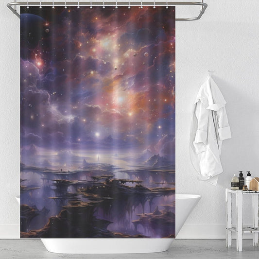Alien Worlds Space Shower Curtain