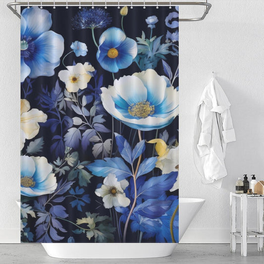 Artistic Blue Floral Shower Curtain