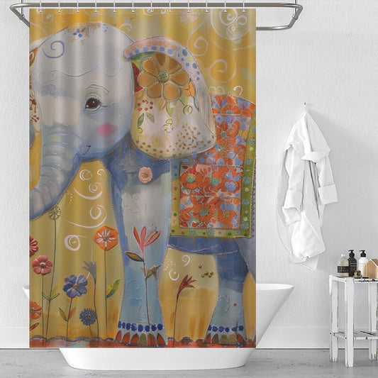 Artistic Cute Colourful Elephant Shower Curtain