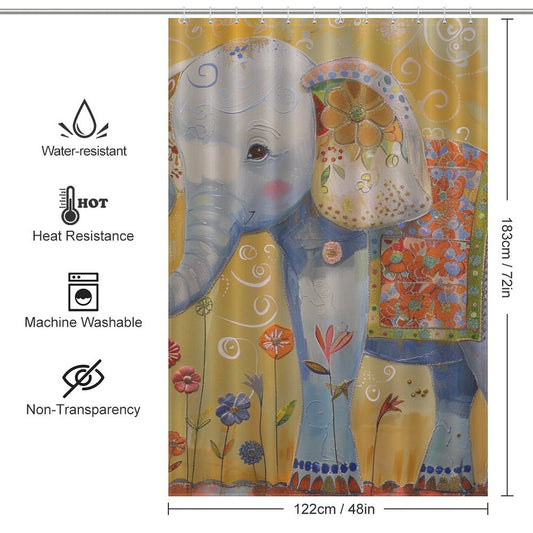 Artistic Cute Colourful Elephant Shower Curtain