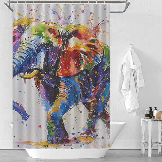 Artistic Painting Happy Elephant Shower Curtain