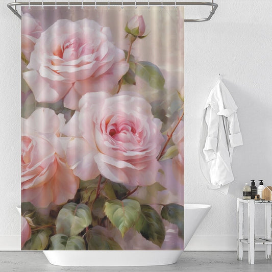 Artistic Pink Rose Shower Curtain"