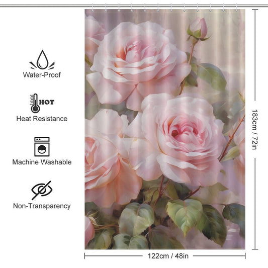 Artistic Pink Rose Shower Curtain"