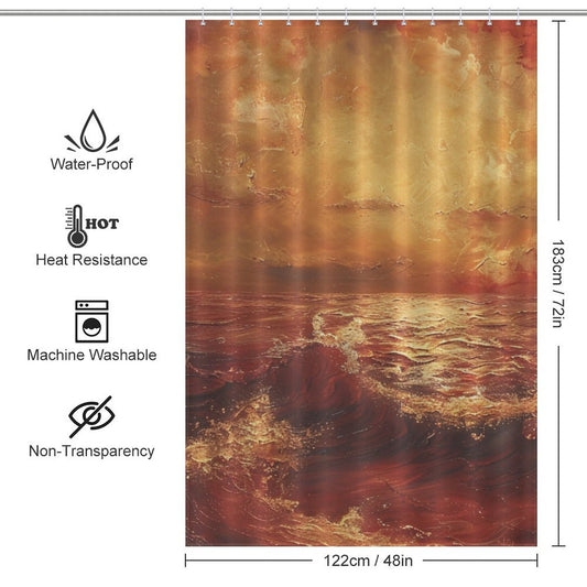 Artistic Red and Gold Shower Curtain