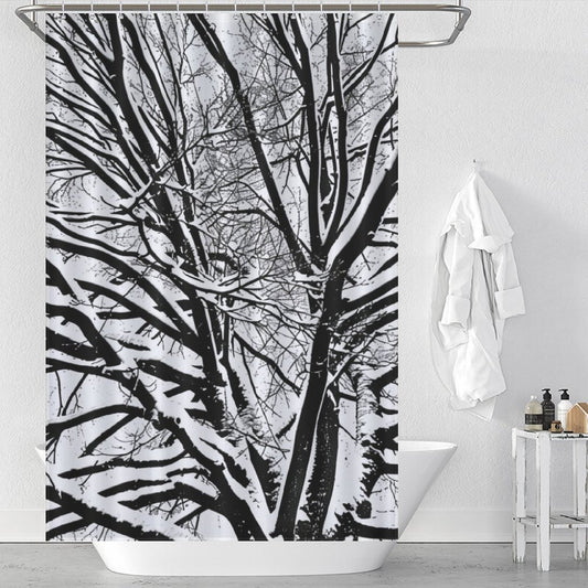 Black and White Tree Winter Shower Curtain