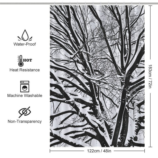 Black and White Tree Winter Shower Curtain