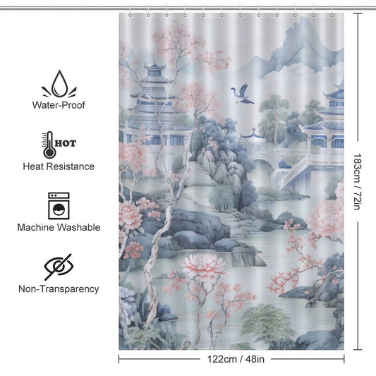 Blue Chinoiserie Shower Curtain