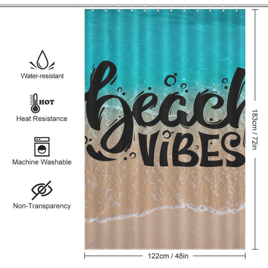 Blue Coastal Beach Shower Curtain