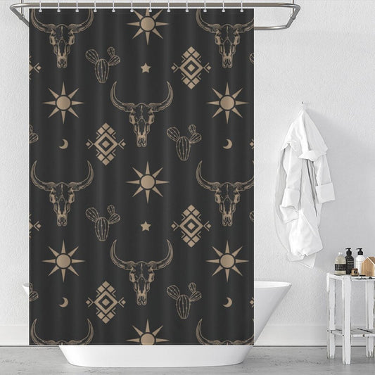 Boho Bull Skull Western Shower Curtain