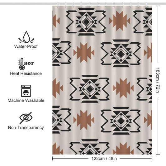 Boho Geometric Vintage Western Shower Curtain