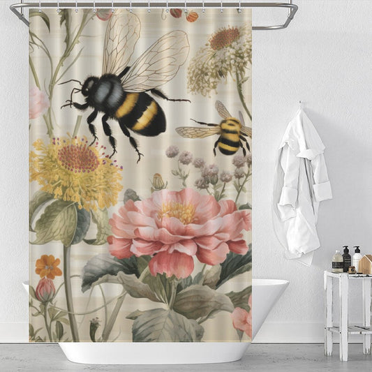 Buzzing Bumble Bee Shower Curtain