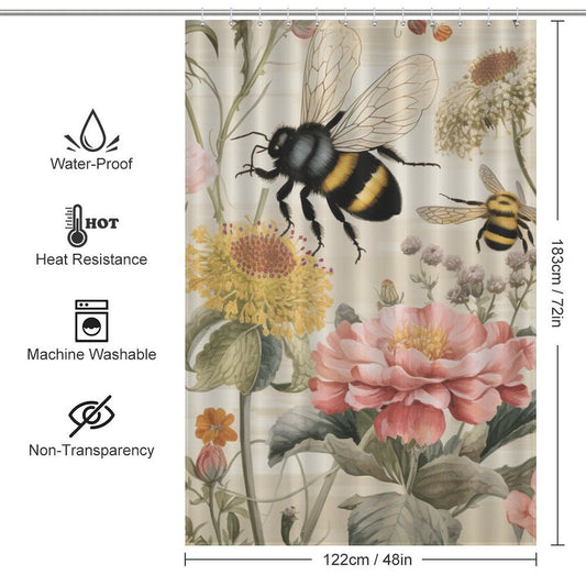 Buzzing Bumble Bee Shower Curtain
