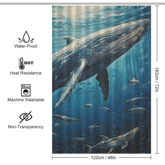 Calming Ocean Depths Whale Shower Curtain