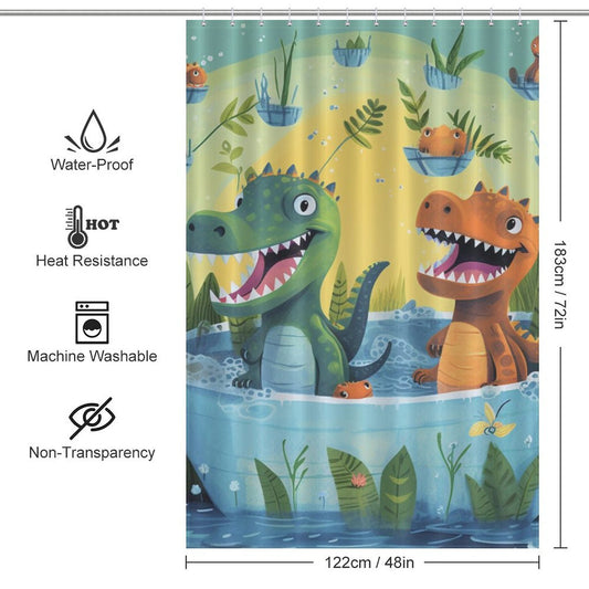 Cartoon Dinosaurs Shower Curtain Décor