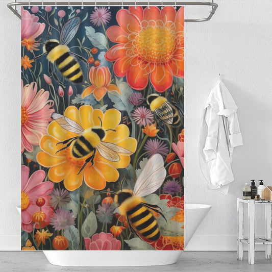 Charming Bumble Bee Shower Curtain