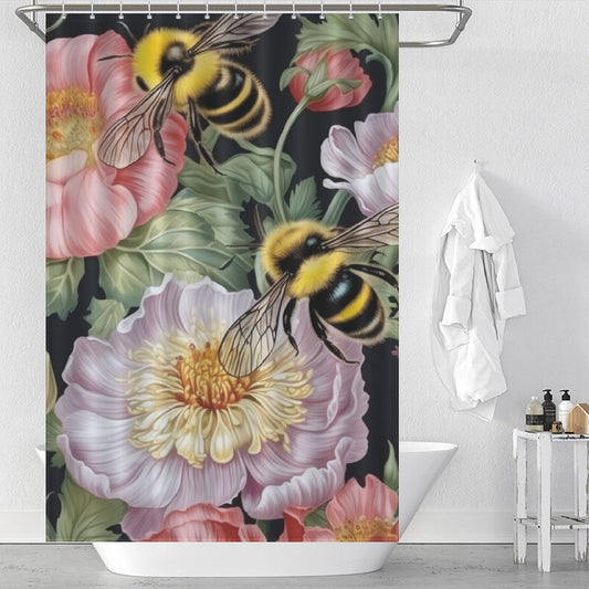 Cheerful Bumble Bee Shower Curtain