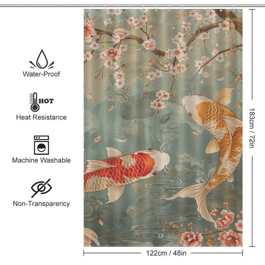 Cherry Blossoms Oriental Shower Curtain