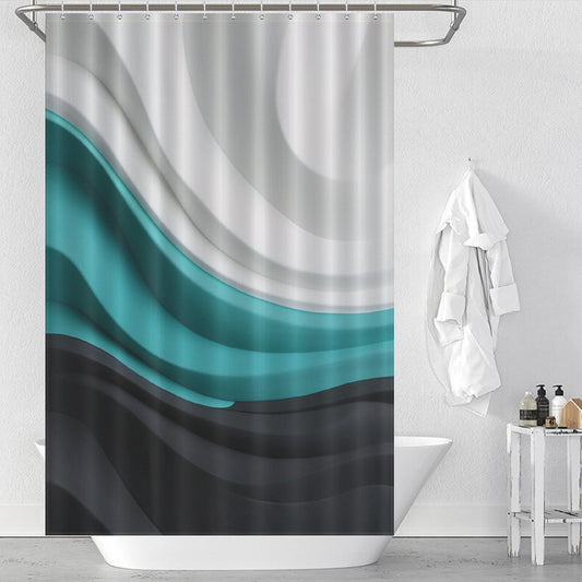 Chic Black White and Turquoise Shower Curtain