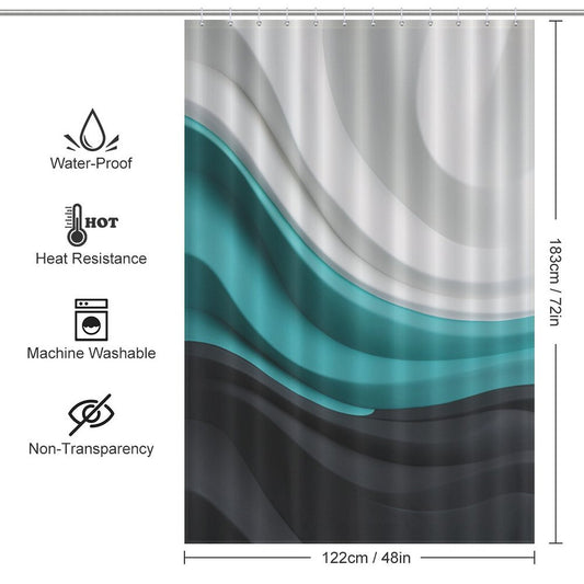 Chic Black White and Turquoise Shower Curtain