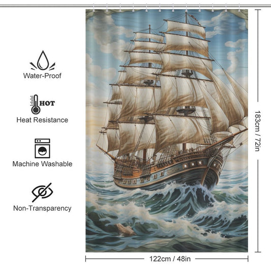 Classic Maritime Ship Shower Curtain