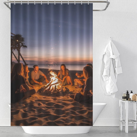 Coastal Bonfires Beach Shower Curtain