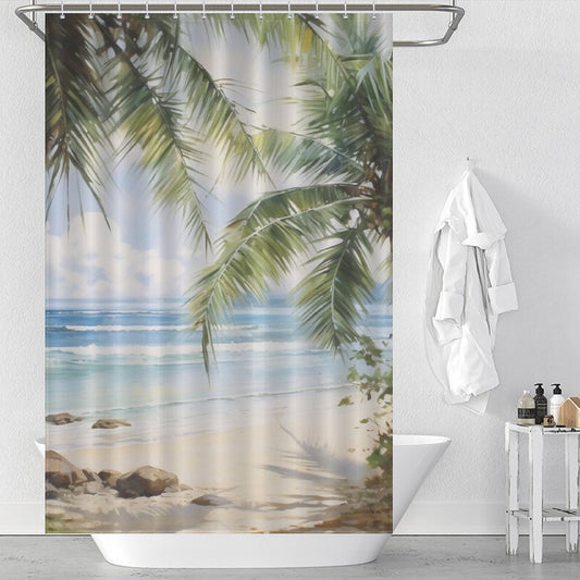 Coastal Breeze Palm Shower Curtain