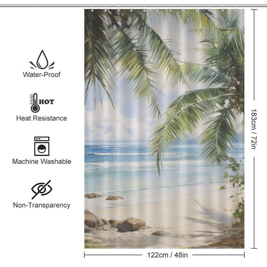 Coastal Breeze Palm Shower Curtain