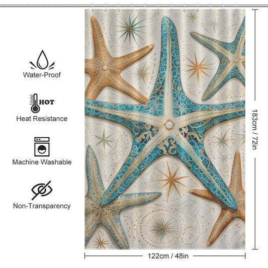 Coastal Escape Starfish Shower Curtain