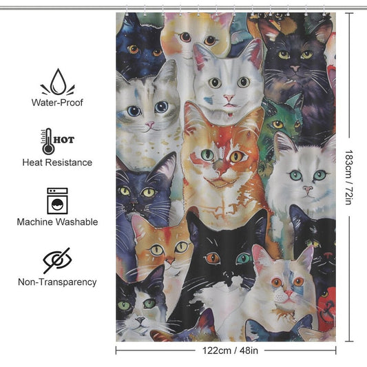 Colorful Art Cat  Shower Curtain