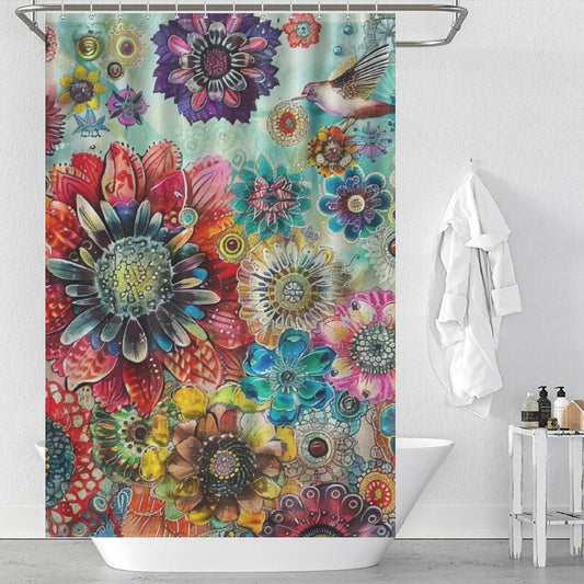 Colorful Bird Boho Shower curtain
