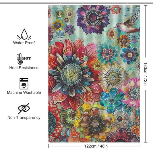 Colorful Bird Boho Shower curtain