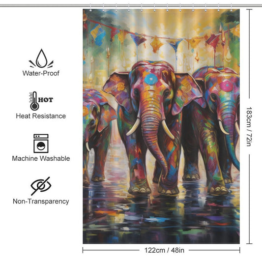 Colorful Happy Elephant Shower Curtain