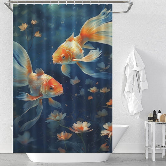 Colorful goldfish shower curtain Art