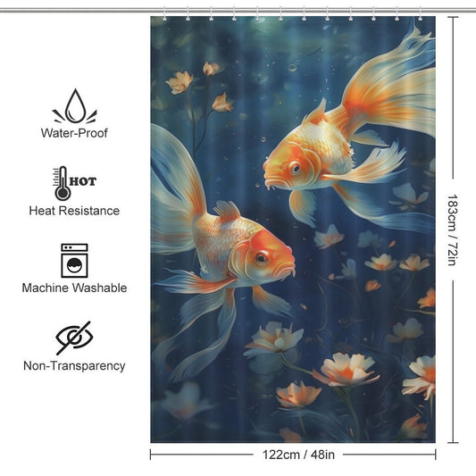 Colorful goldfish shower curtain Art