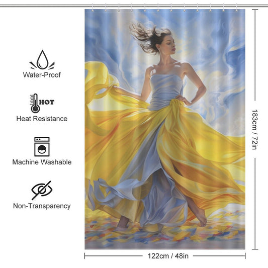 CoolHues Yellow Gray Blue Curtain