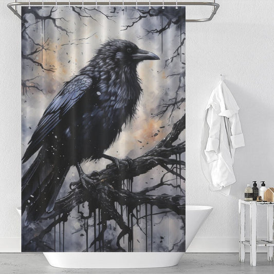 Creepy Raven Shower Curtain