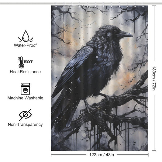 Creepy Raven Shower Curtain