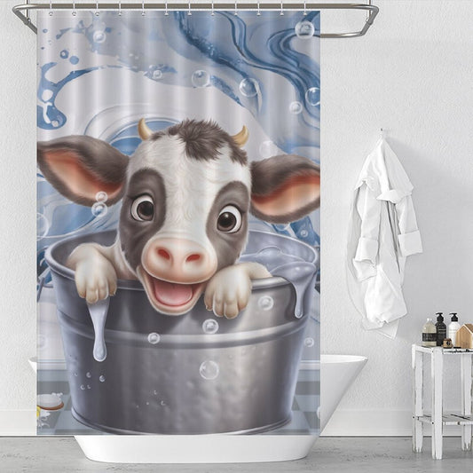 Cute Cartoon Bathtub Cow Shower Curtain