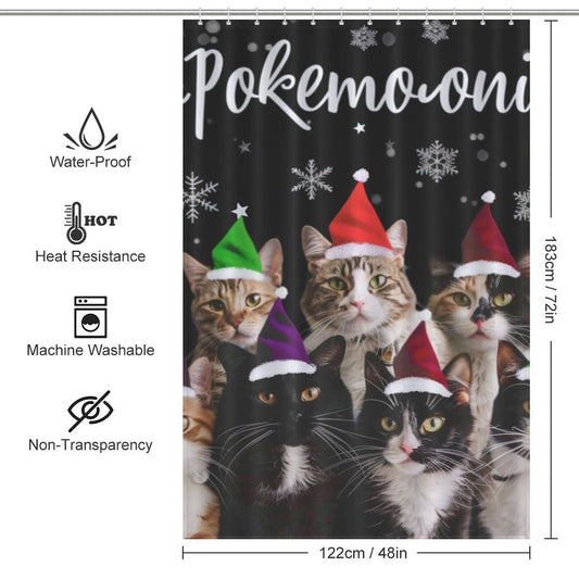 Cute Christmas_Cat_Shower_Curtain