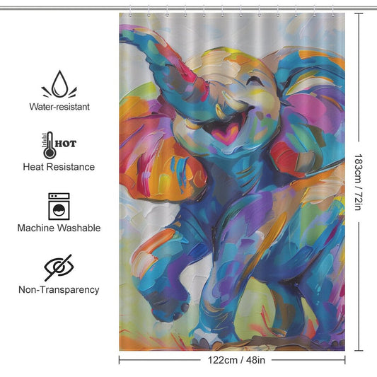 Cute Colourful Happy Elephant Shower Curtain