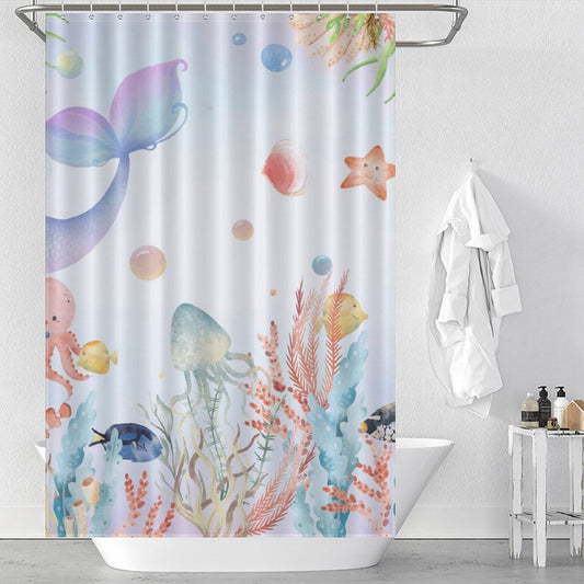 Cute Mermaid Tail Beach Shower Curtain