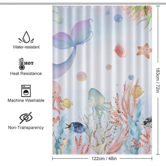 Cute Mermaid Tail Beach Shower Curtain