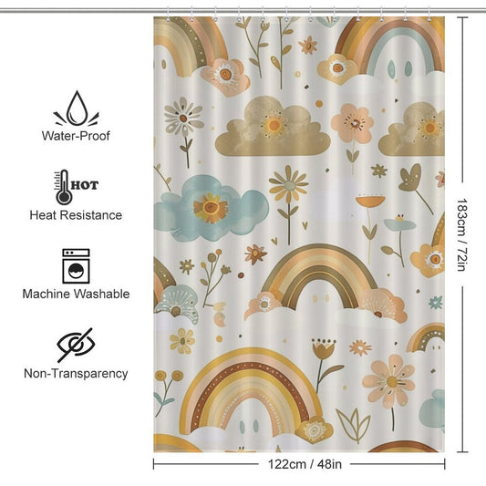 Cute Rainbow floral Boho Shower Curtain