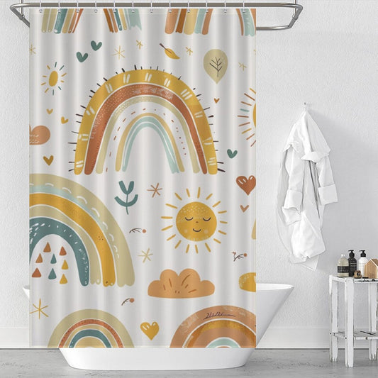 Cute Sun Rainbow Boho Shower Curtain